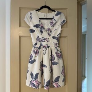Just Me White and Purple Floral Mini Dress